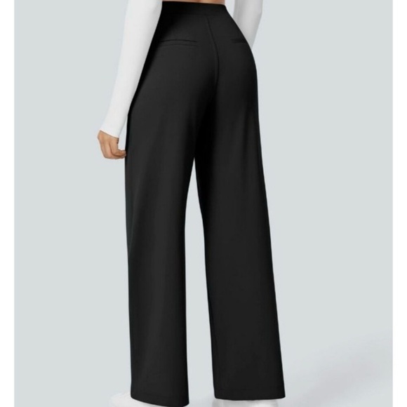 NWT, Halara Women’s High Waisted Pleated Pull-On Wide Leg Pants in Black, Large - Picture 10 of 10